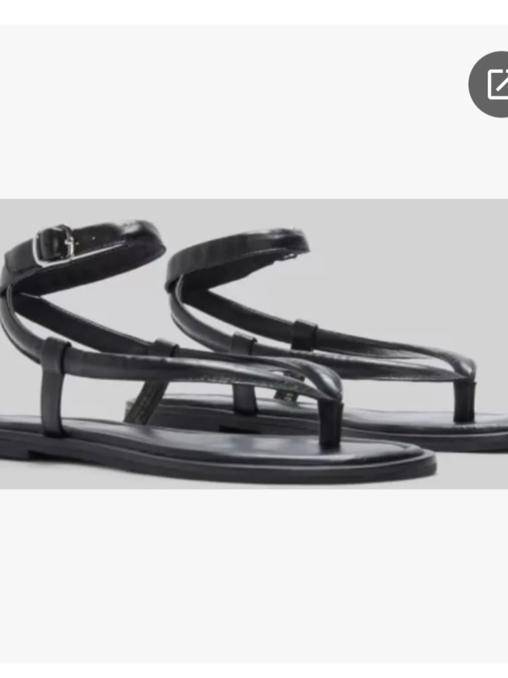 Everlane Black Leather wrap Thong Sandals